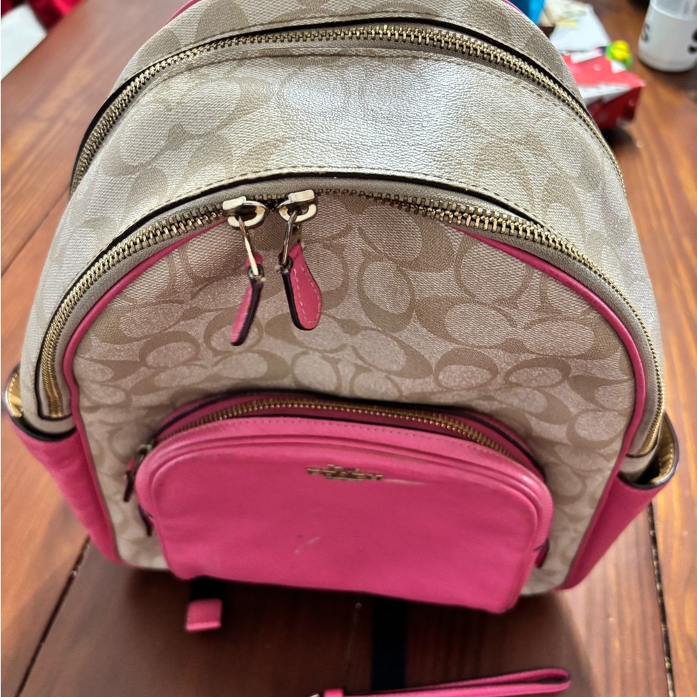 Coach Pink and Tan Women's Backpack with Wallet - Picture 6 of 9